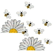 BeeSunflower Wall Stickers Glass Windows Wall Decor Decals Flower Window Clings Self Mural Decorations 1/2/3/4/5/6PCS